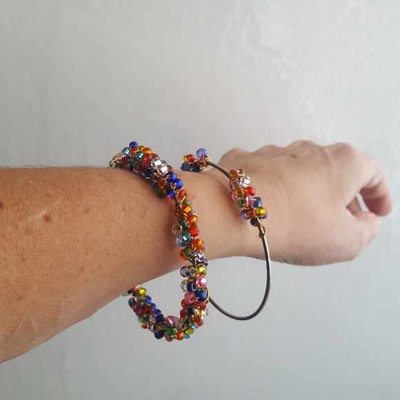 🌙Set Czech Glass Beaded Bangle Handmade - Picture 5 of 12